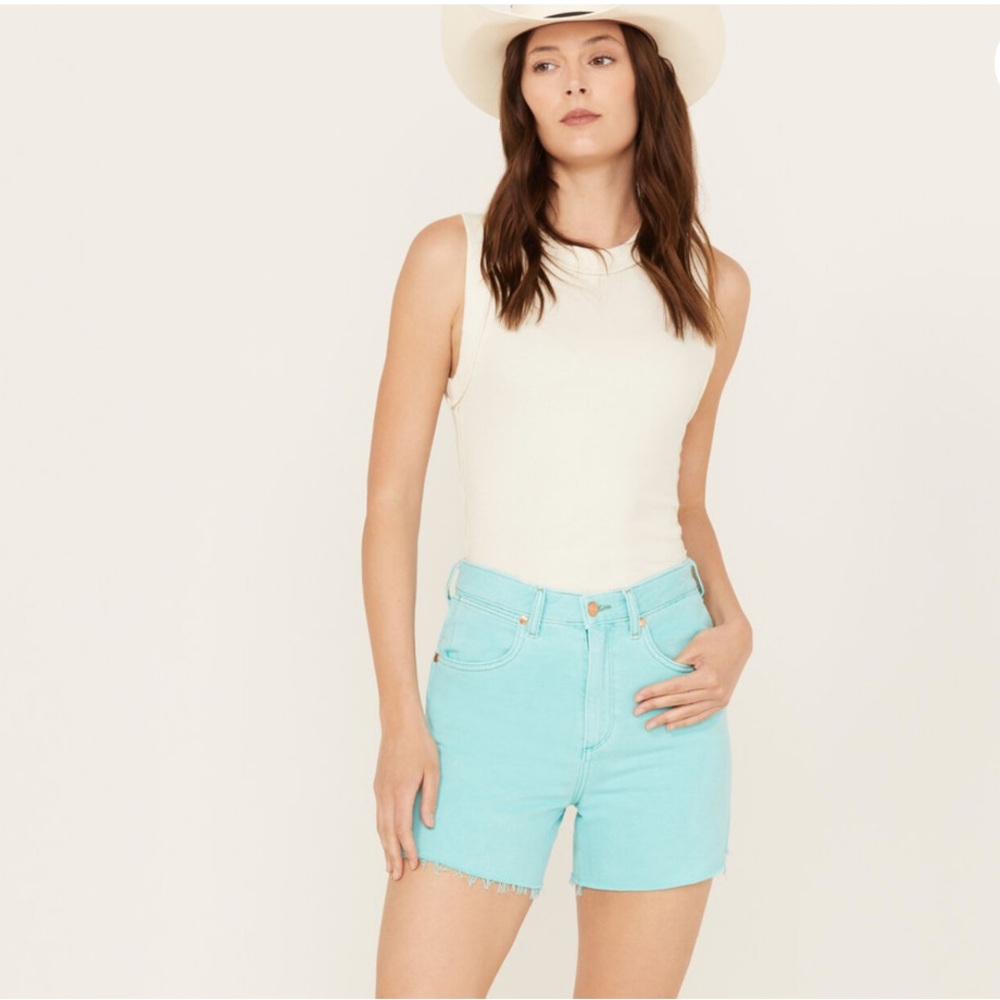 NWT WRANGLER WOMEN'S HIGH RISE A-LINE CUTOFF SHORTS In Teal